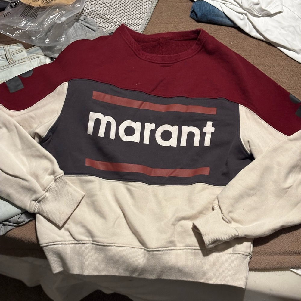 Isabel Marant Red and Cream Crew Neck Sweater